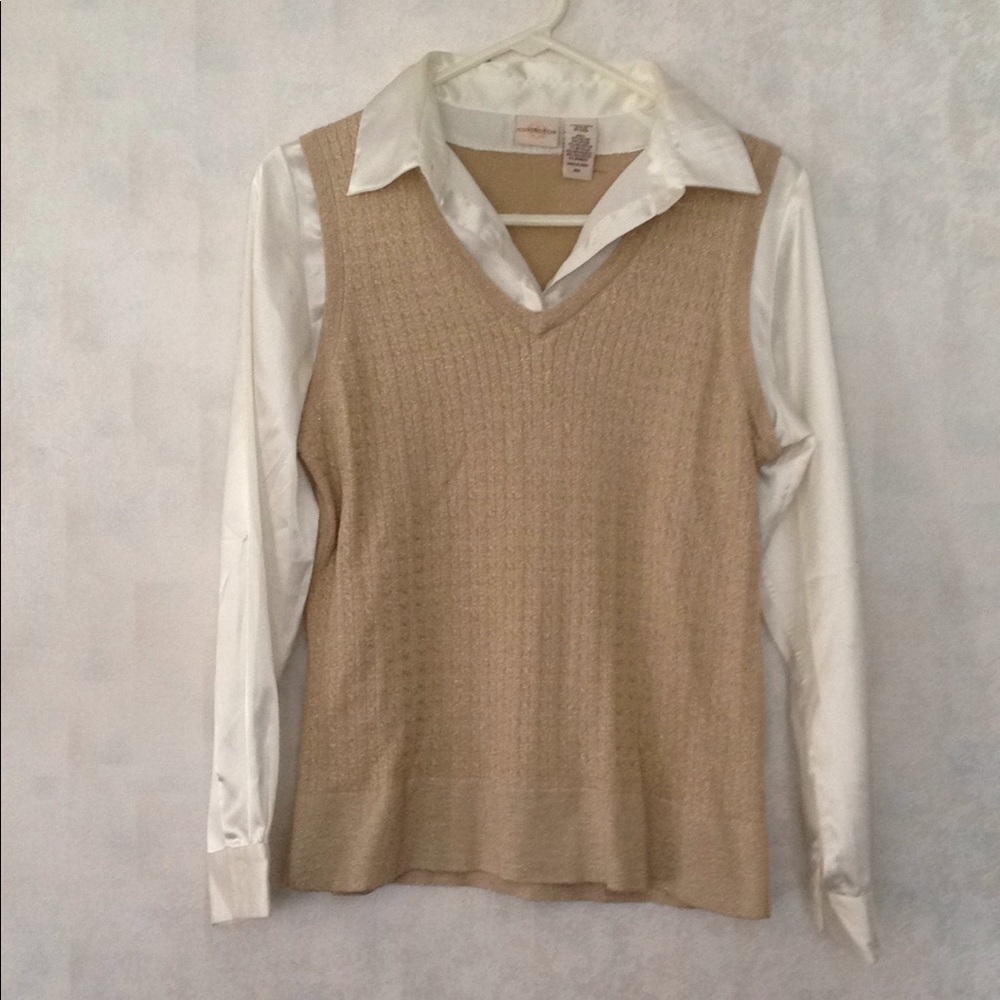 Satin faux two piece blouse